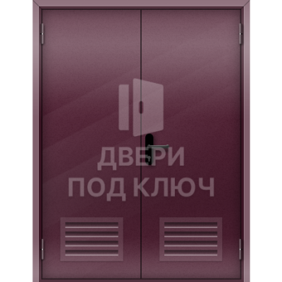 Огнеупорная двупольная глухая дверь с EIS решеткой вентиляционной ДПК-17348